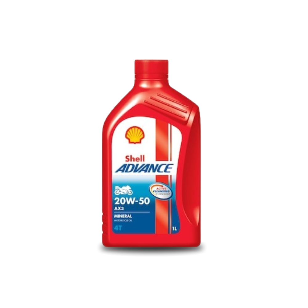 Shell Advance AX3 20W-50 Mineral Motorcycle Oil - 1L Bottle for 4T Engines